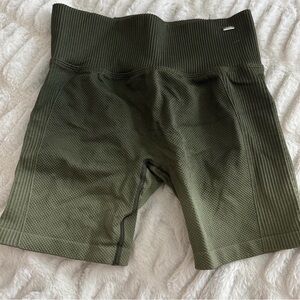 PINK Victoria's Secret Dark Green Ribbed Bike Shorts